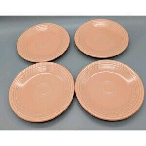 Set of 4 Fiesta Salad Plates Apricot Peach Salmon Homer Laughlin Post 1986 HLC